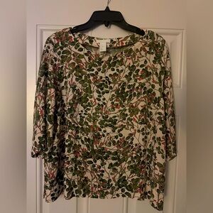 Women’s H&M butterfly 🦋 and flower 🌸 blouse (L)